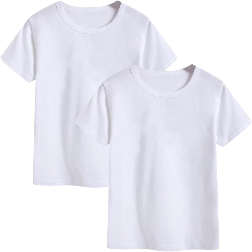 2-Pack Kids Cotton T-Shirts Short Sleeve Basic Tops for Toddlers Boys and Girls