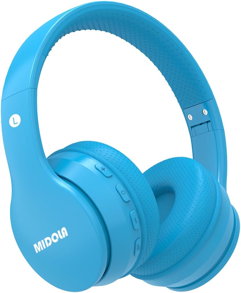 MIDOLA Kids Bluetooth Headphones 68H Play Time,Volume Limit 85/94dB, Foldable Lightweight Wireless Over-Ear Headphone for Kid Toddler Child Pad Tablet,Headsets with Built-in Mic Blue