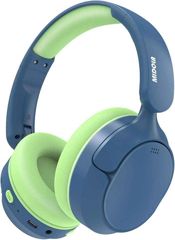 Kids Bluetooth Headphones Active Noise Cancelling,68H Play Time,Lightweight Wireless Foldable Over-Ear Headphone for Kid Toddler,Volume Limited 85/94dB,Headsets with Built-in Mic Blue