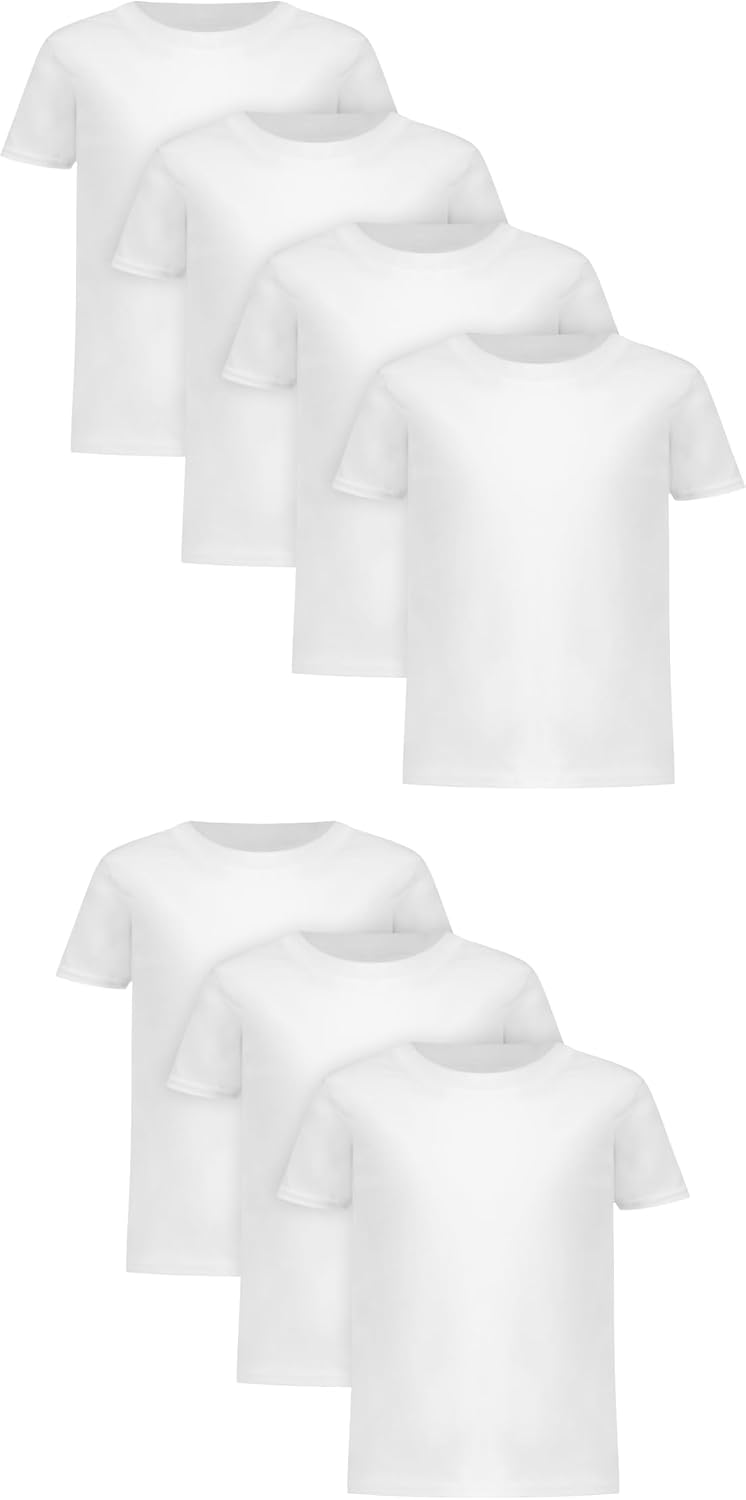 Hanes Boys’ Undershirt, EcoSmart White T-Shirts for Boys, Short Sleeve Shirts, 5 or 10- Pack