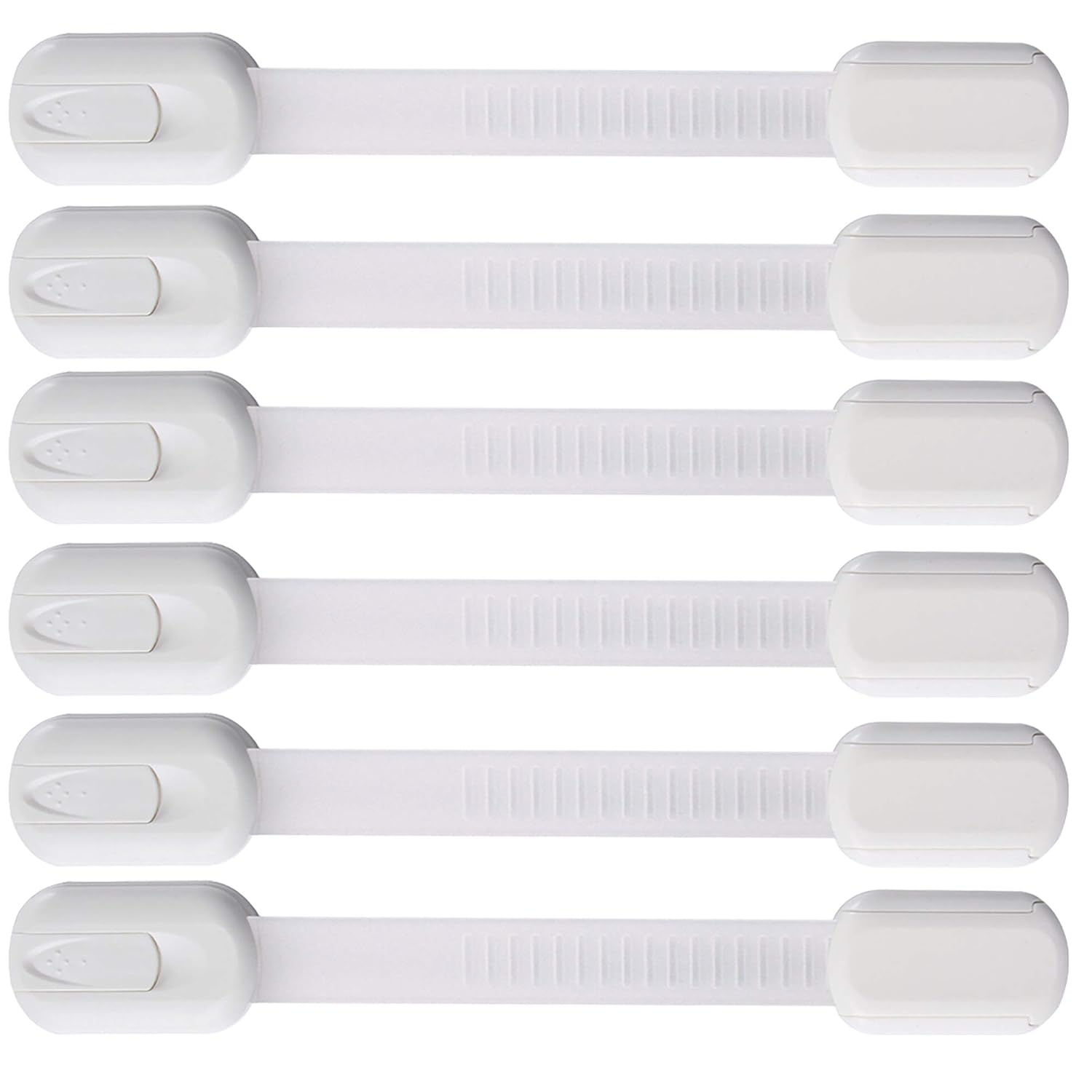 Vmaisi Multi-Use Adhesive Strap Locks for Baby Proofing Cabinets & Drawers, No-Drill Child Safety Latches for Fridge, Toilet, Oven, 6 Pack