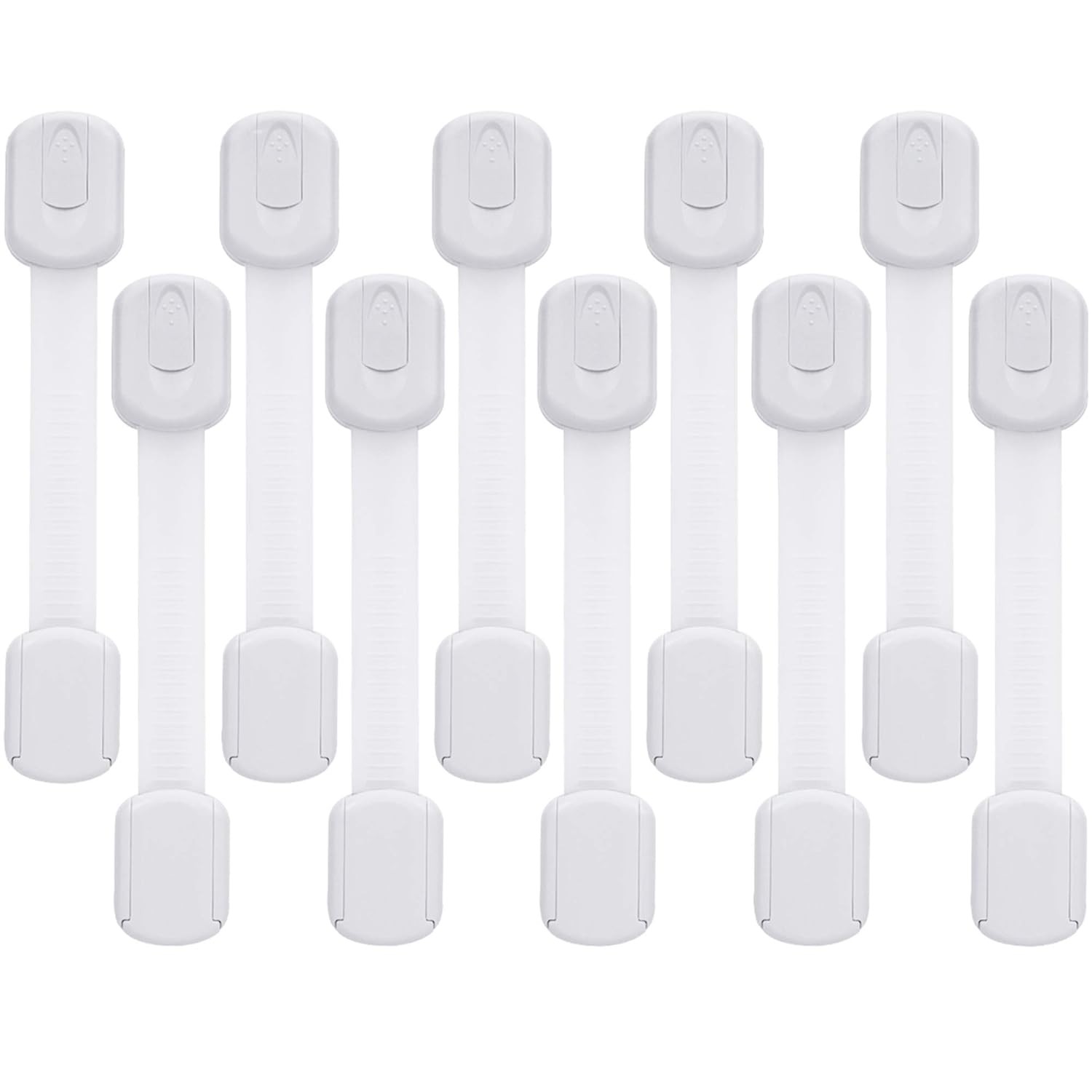 Goodv Child Safety Cabinet Locks – (10 Pack) Baby Proofing Latches to Drawer Door Fridge Oven Toilet Seat Kitchen Cupboard Appliance Trash Can with 3M Adhesive – Adjustable Strap No Drill No Tool