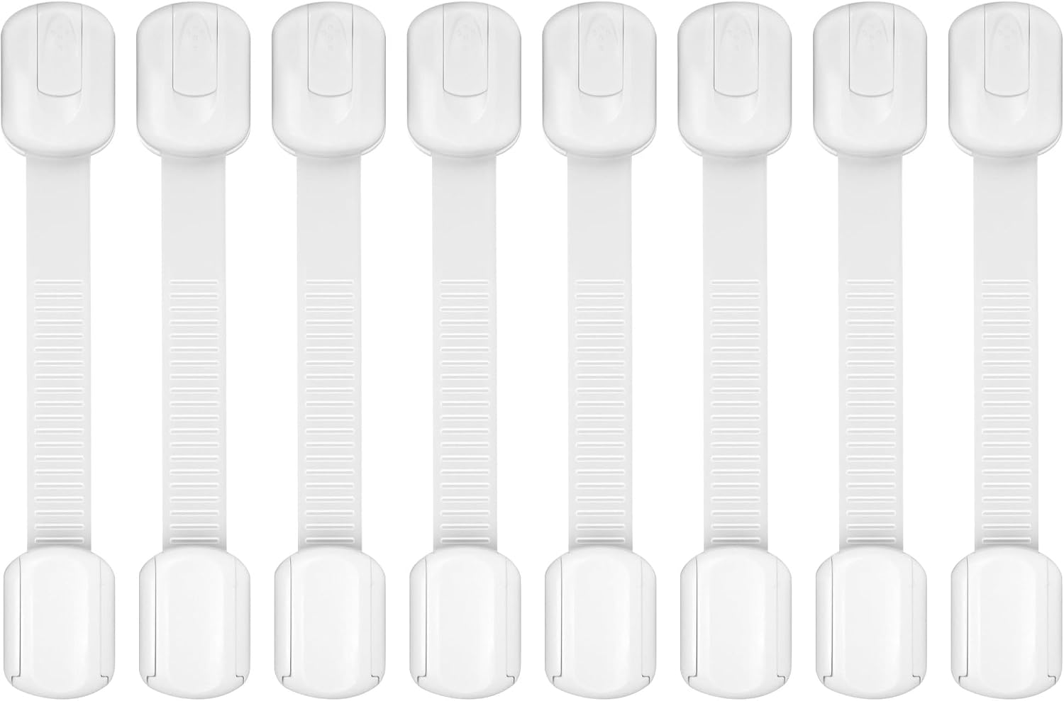 Child Safety Cabinet Locks, 8-Pack, Easy Install with 3M Adhesive, No Screws or Drilling, Multi-Purpose Latches for Cabinets, Drawers, Doors, Kitchen, Ovens, Toilets