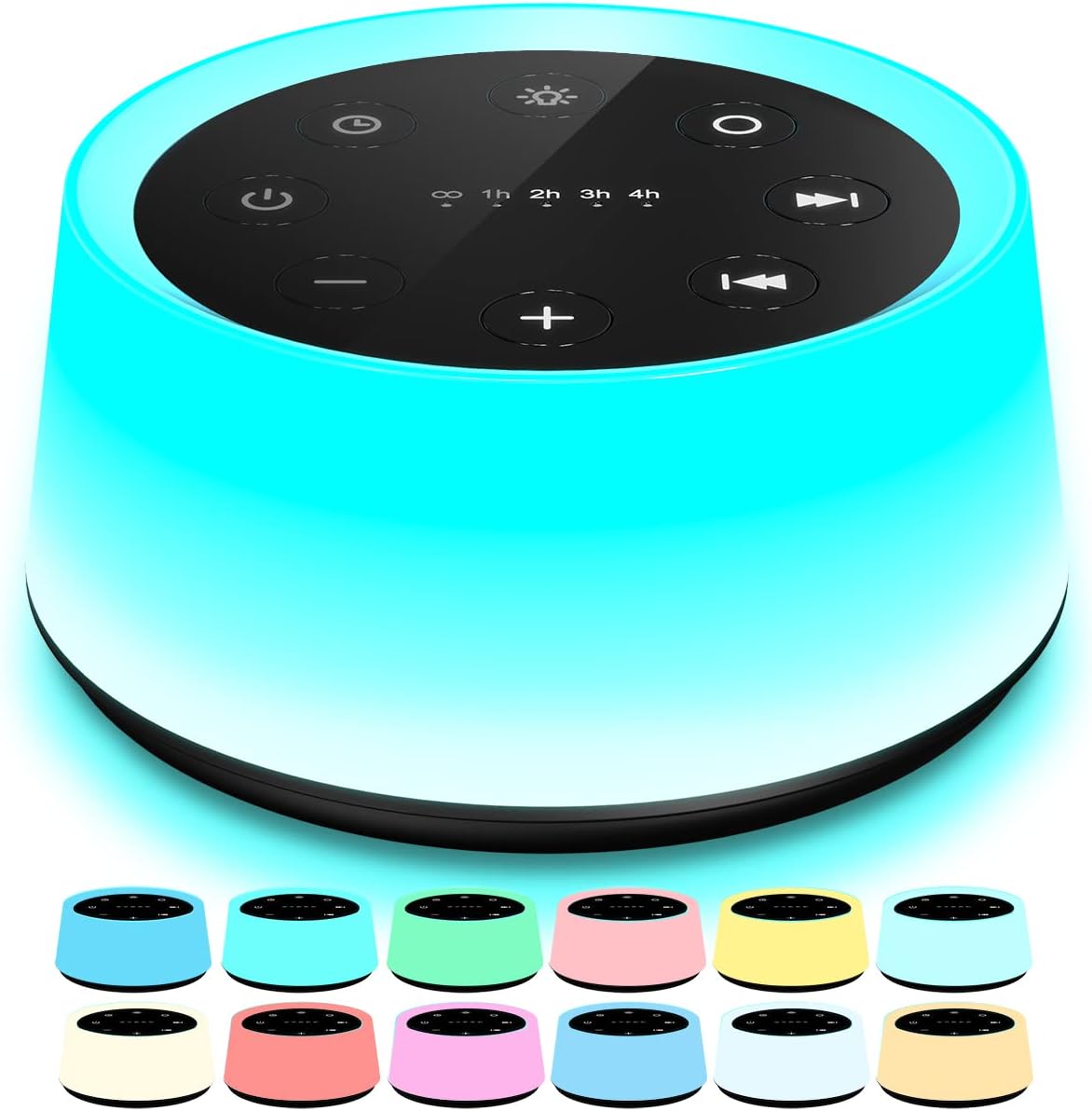 ColorsNoise Sound Machine and White Noise Machine with 30 Soothing Sounds 12 Colors for Kids Adult Baby Night Light with Memory Function for Home Office (Black)