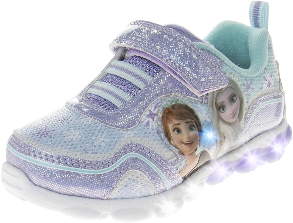 Disney Girls’ Frozen Sneakers – Laceless Light-Up Running Shoes (Toddler/Little Girl)