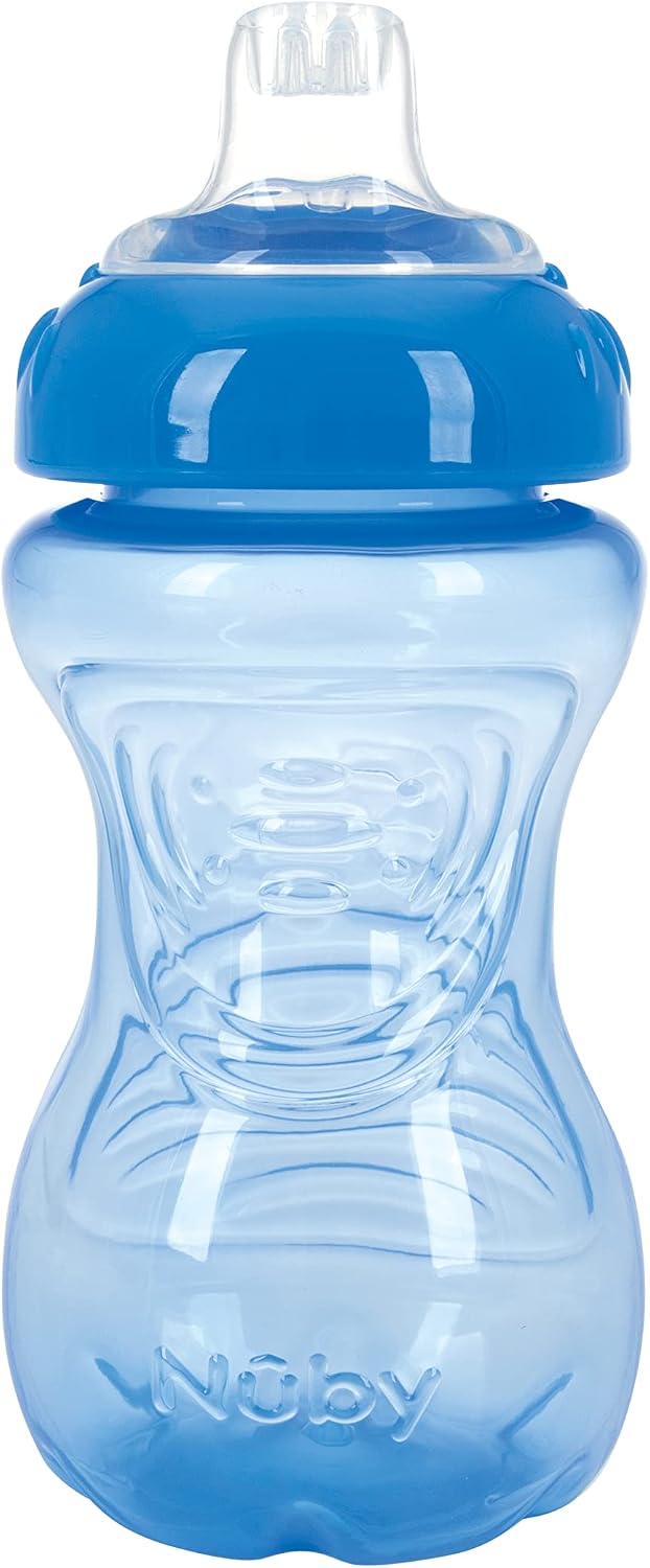 Nuby No Spill Easy Grip for Kids – 10 oz – Spill-Proof Toddler Sippy Cups – Dishwasher Safe – 6+ Months – Blue