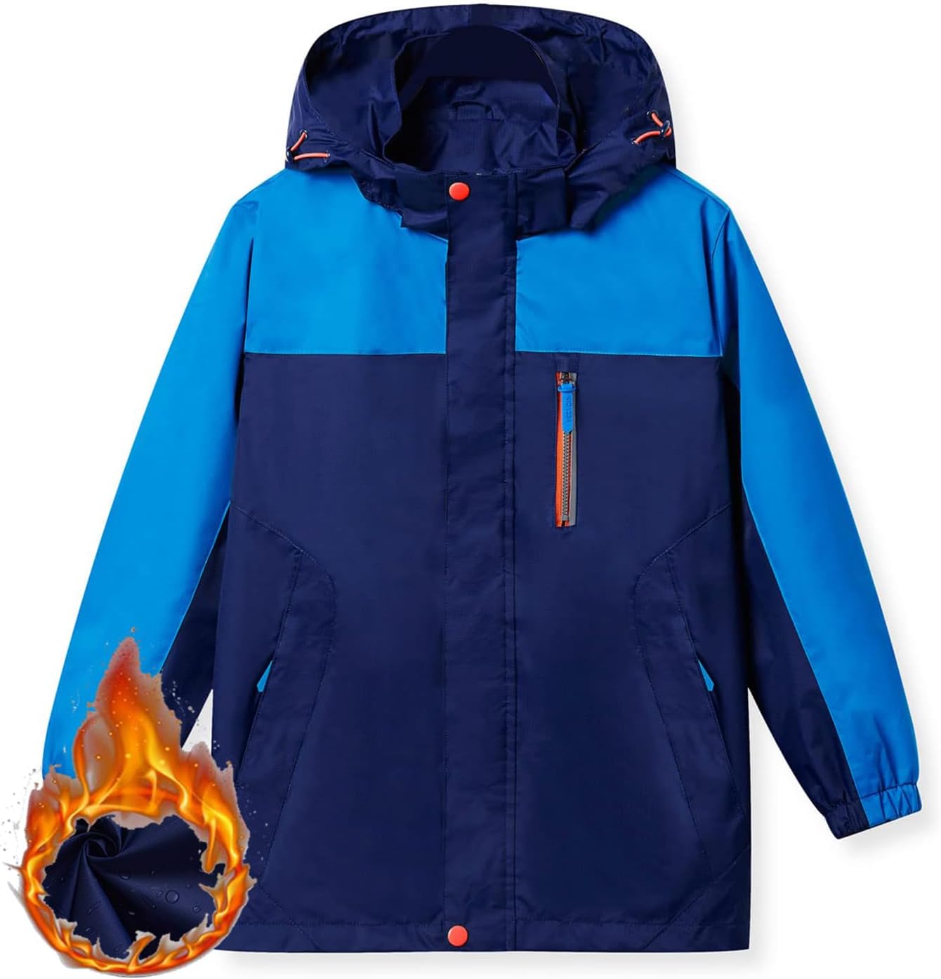 Boys Rain Jacket with Hood Waterproof Casual Lightweight Zipper Raincoat for Kids Outwear Windbreaker Clothes (5-14)