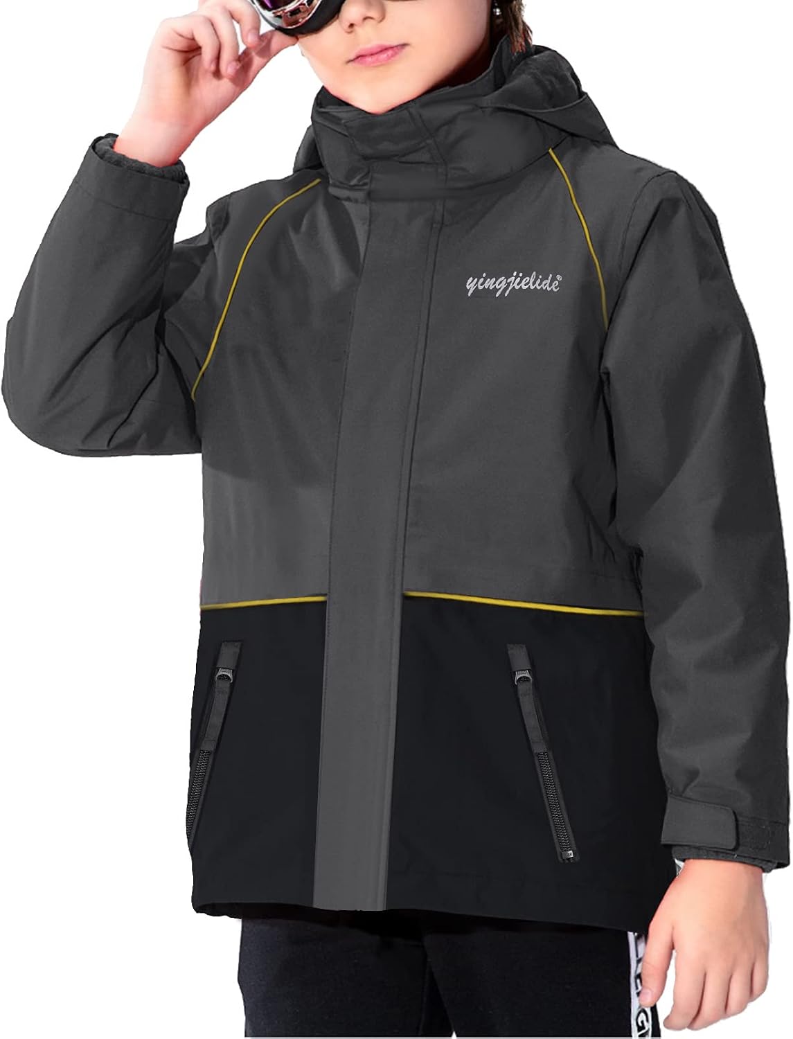 YINGJIELIDE Boy’s Waterproof Outwear Snow Jacket,Hooded Fleece Lined Warm Winter Caot,Windproof Rain Jacket