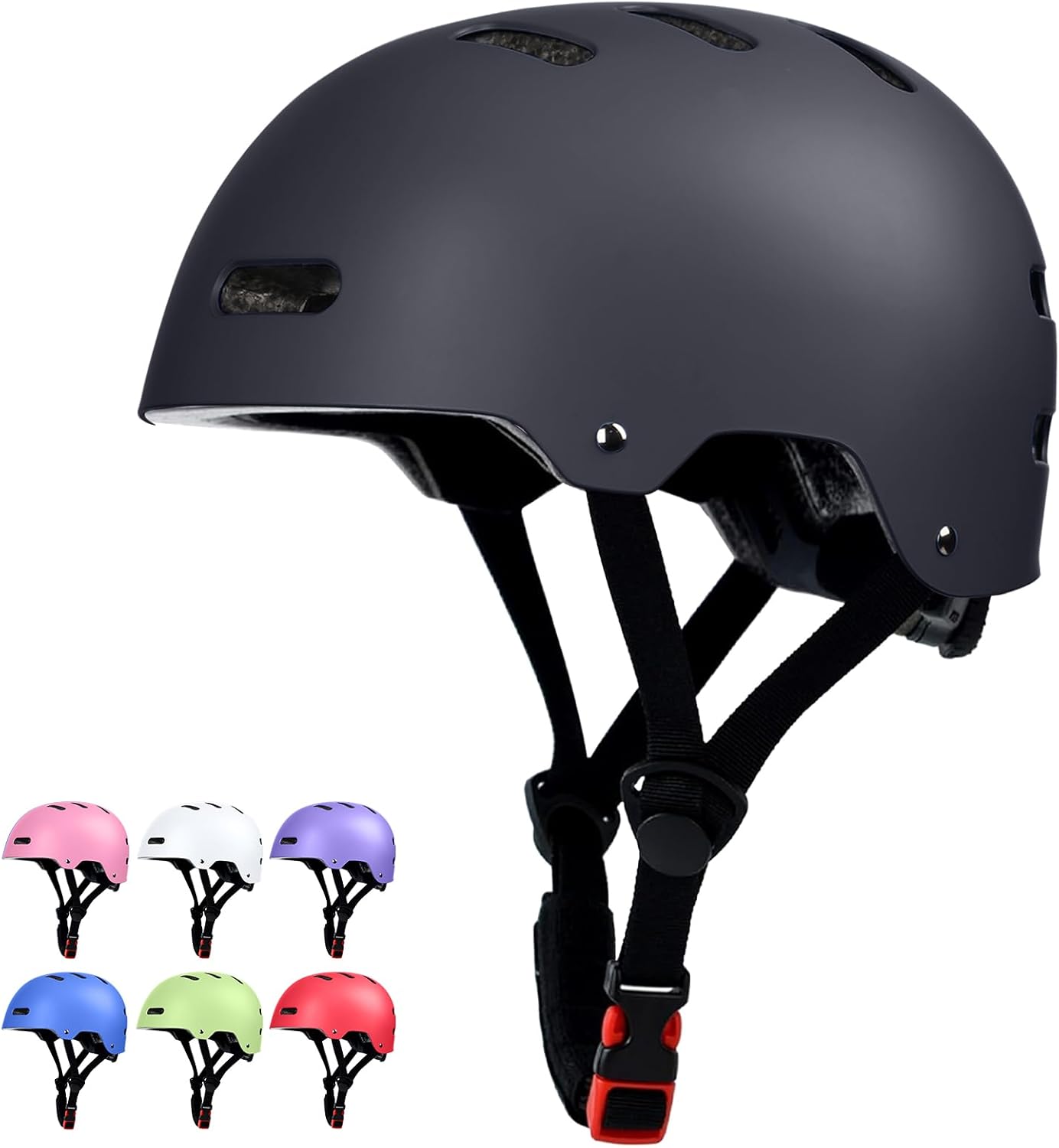 Skateboard Bike Helmet for Adults Women Men Youth Kids (2-3-5-8-14+ Years Boys Girls) – Lightweight Multi-Sport Adjustable Helmets for Bicycle Skateboard Scooter Skate Cycling