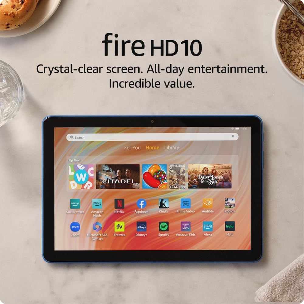 Amazon Fire HD 10 tablet (newest model) built for relaxation, 10.1″ vibrant Full HD screen, octa-core processor, 3 GB RAM, 64 GB, Ocean