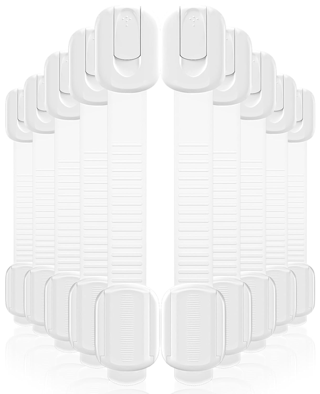 10 Pack Cabinet Locks Baby Proofing, Child Proof Cabinet Locks with 3M Adhesive – Easy Installation with Adjustable Straps, Multi-Purpose Child Safety Latches for Drawers Fridge Trash Cans Toilets