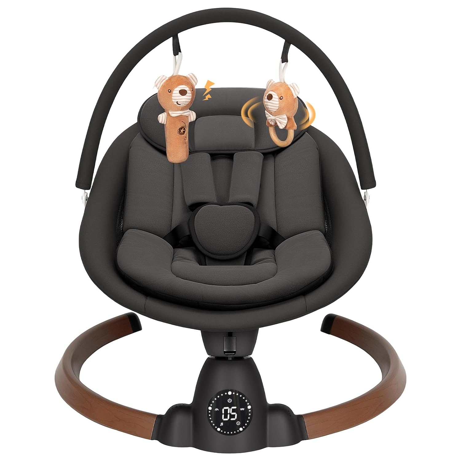 Baby Swing for Infants, Electric Baby Swing with Bluetooth, Portable Infant Swing with 5 Speeds, 10 Songs, 5-Point Harness & Remote Control, for Newborns Infants Indoor Outdoor Use (Black)