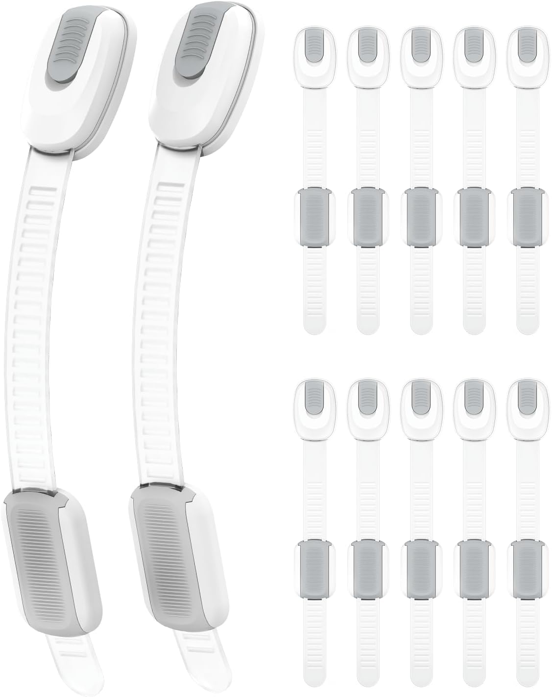 12 Packs Cabinet Locks Baby Proofing, Child Proof Cabinet Locks with 3M Adhesive, No-Drill Child Safety Cabinet Lock, Flexible for Drawer, Door, Fridge, Trashcan, Toilet Seat, Pantry