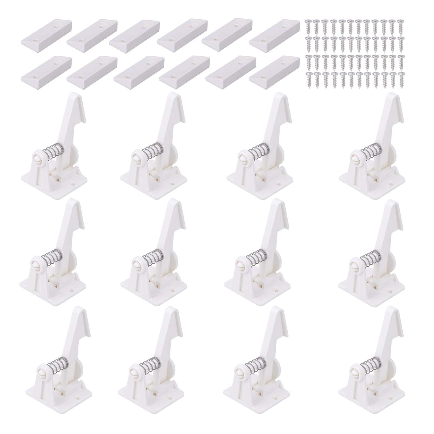 Vmaisi 12 Pack Cabinet Locks Child Safety Latches – Baby Proofing Cabinets Drawer Lock with Adhesive Easy Installation – No Drilling or Extra Screws (White) | Strong hold, Adhesive Installation. Protects curious toddlers