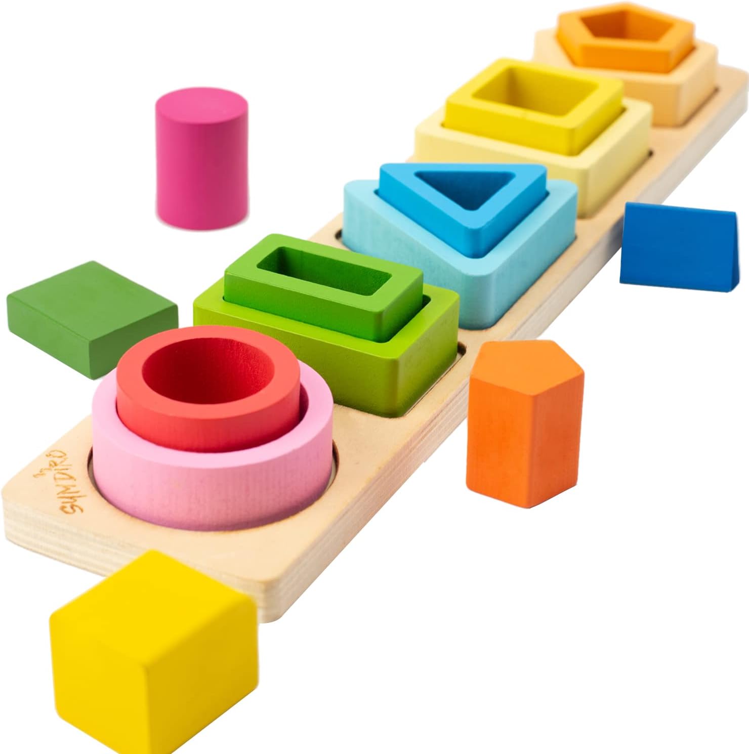 Symdiro Montessori Toys for 1 2 3 Year Old Boys Girls-Wooden Sorting & Stacking Toys for Baby Toddlers,Educational Shape Color Sorter Preschool Kids Gifts…