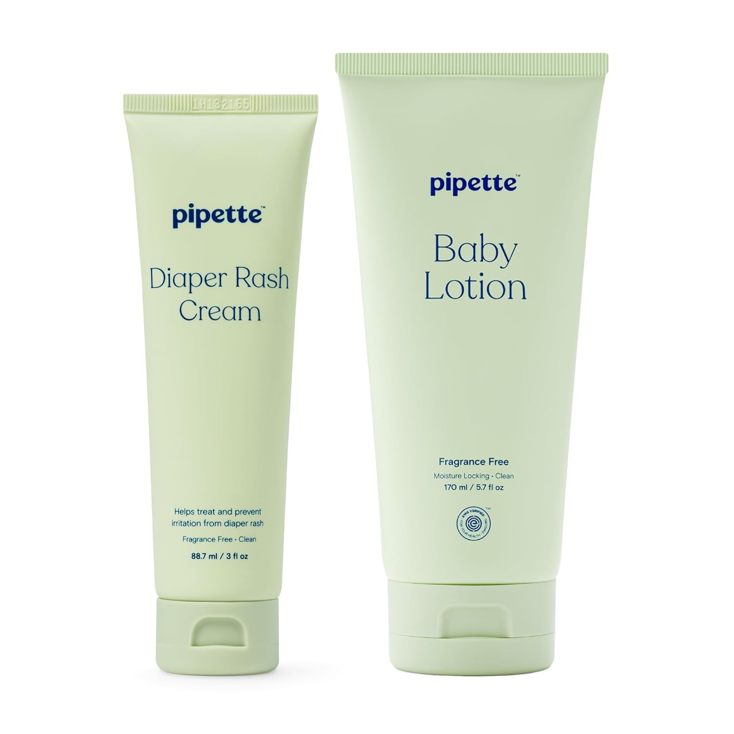 Pipette Fragrance Free Sensitive Skin Soothers Set, Pack of 2, Includes Fragrance Free Baby Lotion and Diaper Rash Cream, Baby Lotion for Newborn, Sensitive Skin, and Kids, Non-Toxic, Hypoallergenic