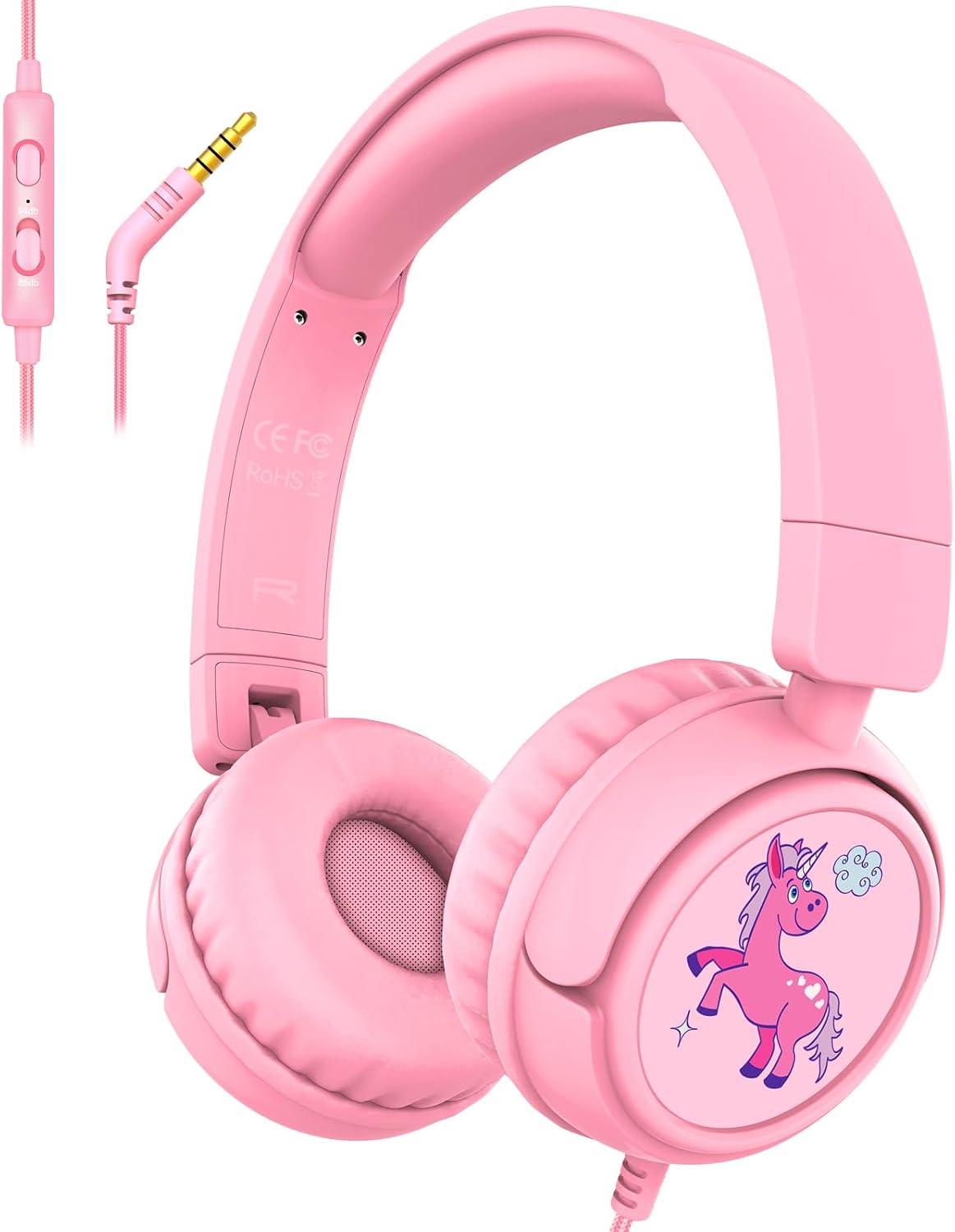 K6 Kids Headphones for Toddler & Kids Ages 2-12, 85/94dB Safe Volume Limited, Wired with 3.5mm Jack, HD Microphone, Adjustable & Foldable, On-Ear Headphones for Tablet, School, Travel, iPad