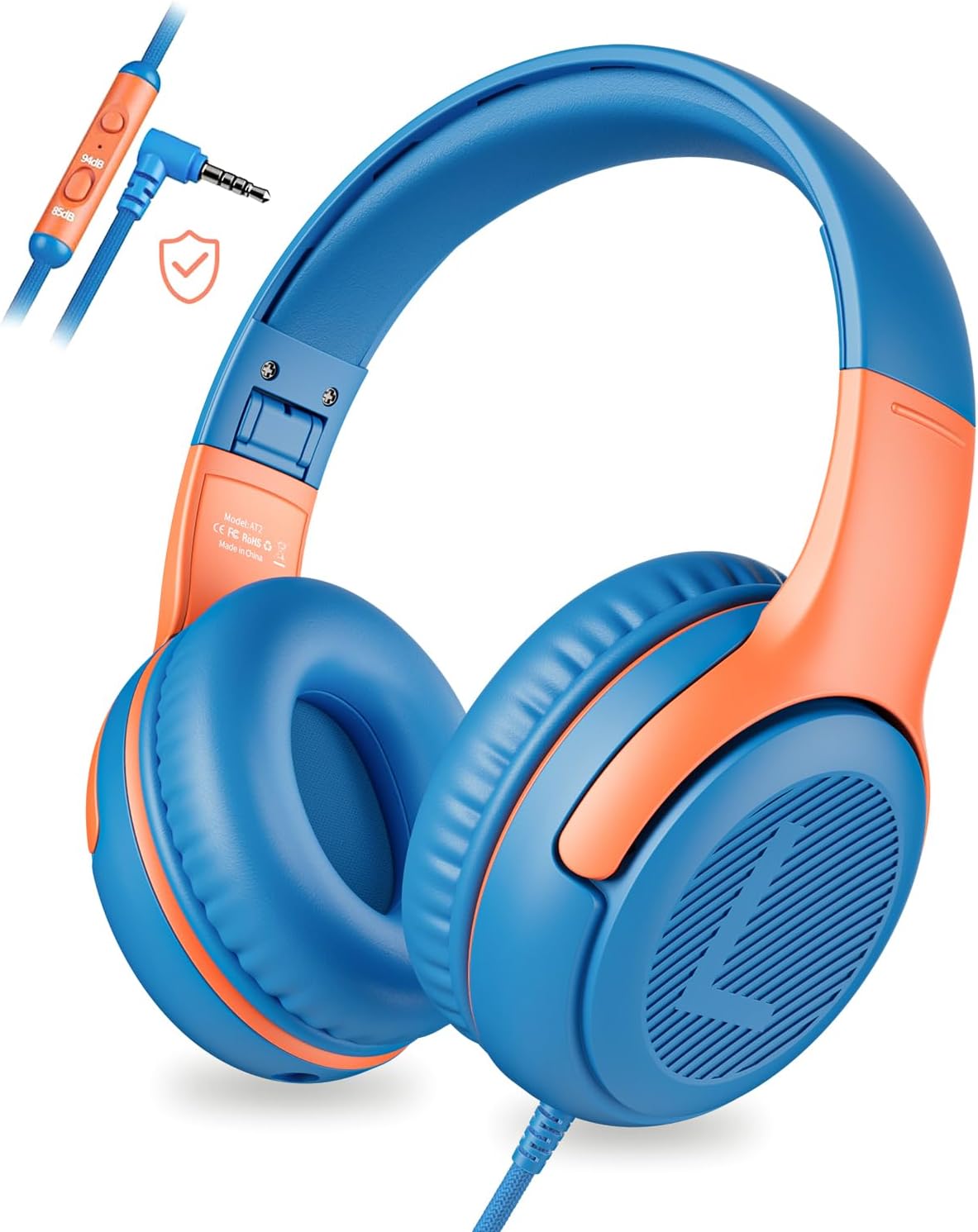 awatrue Kids Headphones Wired – Toddler Headphones with Microphone, Over-Ear Headphones, 85/94dB Volume-Limiting, 3.5mm Jack, Foldable On-Ear Design – Safe & Comfortable for Learning & Entertainment