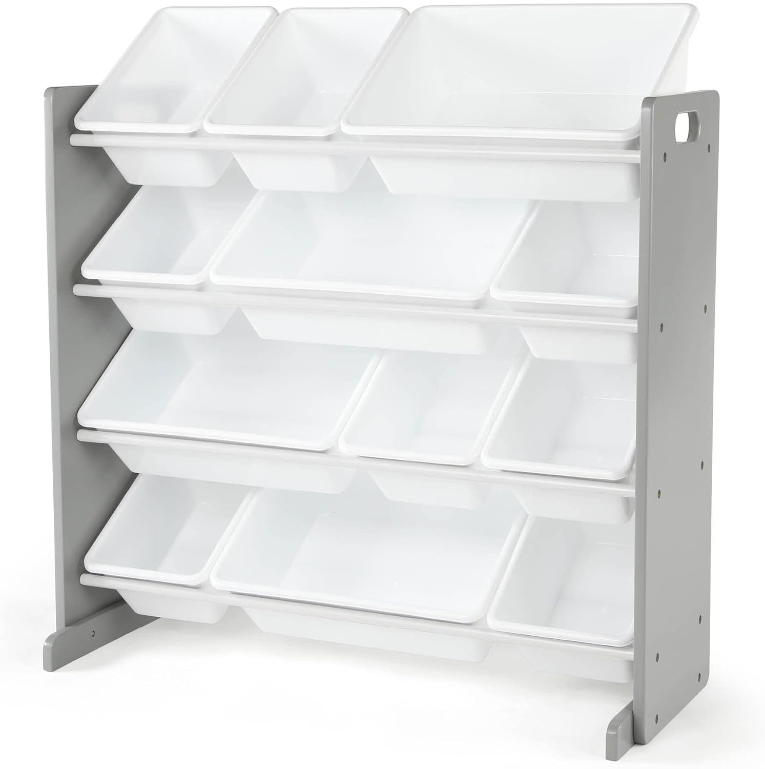 Humble Crew Toy Storage Organizer with 12 Removable Storage Bins for Kids Playroom, 4-Tier Toddler Toy Organization, Grey/White