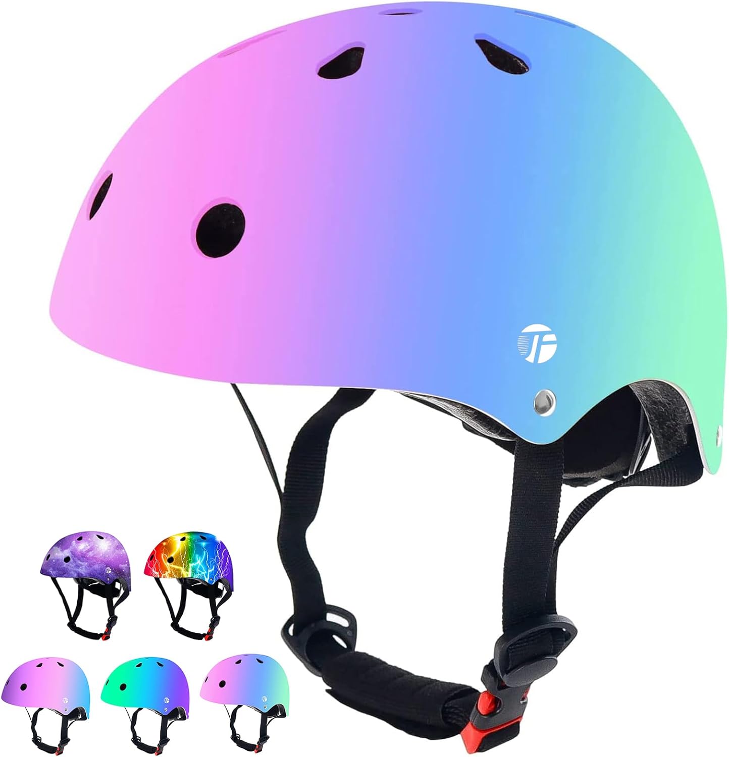 Adjustable Color Gradient Toddler Kids Bike Helmet for 3-5-8-14+Ages Girls Boys.Skateboard Bicycle Toddler Helmet 2-4 Years for Multi-Sports Cycling Scooter Inline Roller Skates Rollerblading