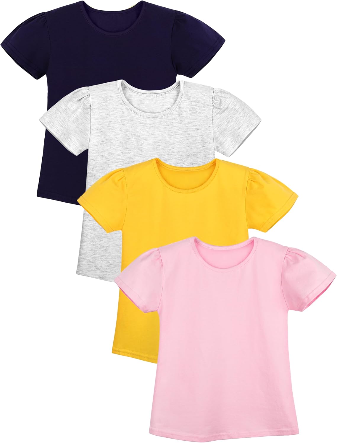 Poroka 4 Pack Baby and Toddler Girls Shirts Cotton Short Sleeve T-Shirts Kids Tshirts Summer Tees Tops
