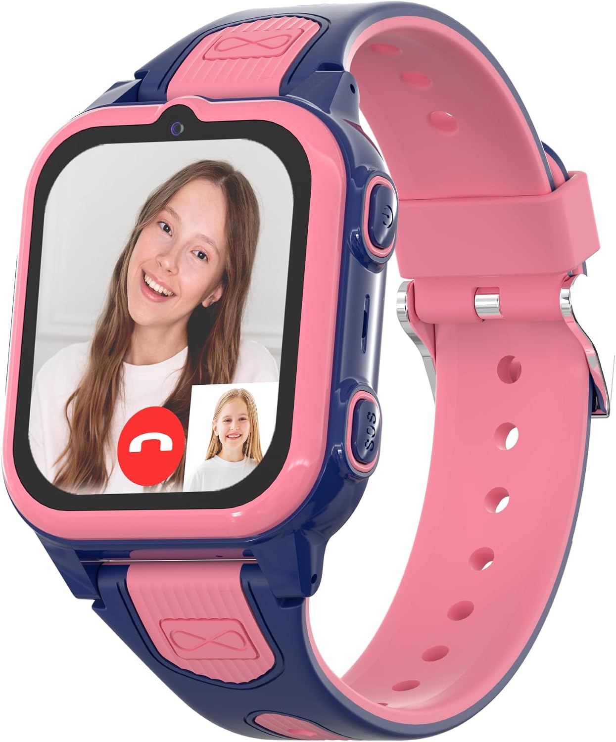 4G Kids Smart Watches Girls with GPS Tracker, Kids Cell Phone Watch with Video & Voice Calling Texting SOS Call Chat Camera Pedometer Alarm Calculator Games, Smart Watch for Girls Age 5-12(Pink)