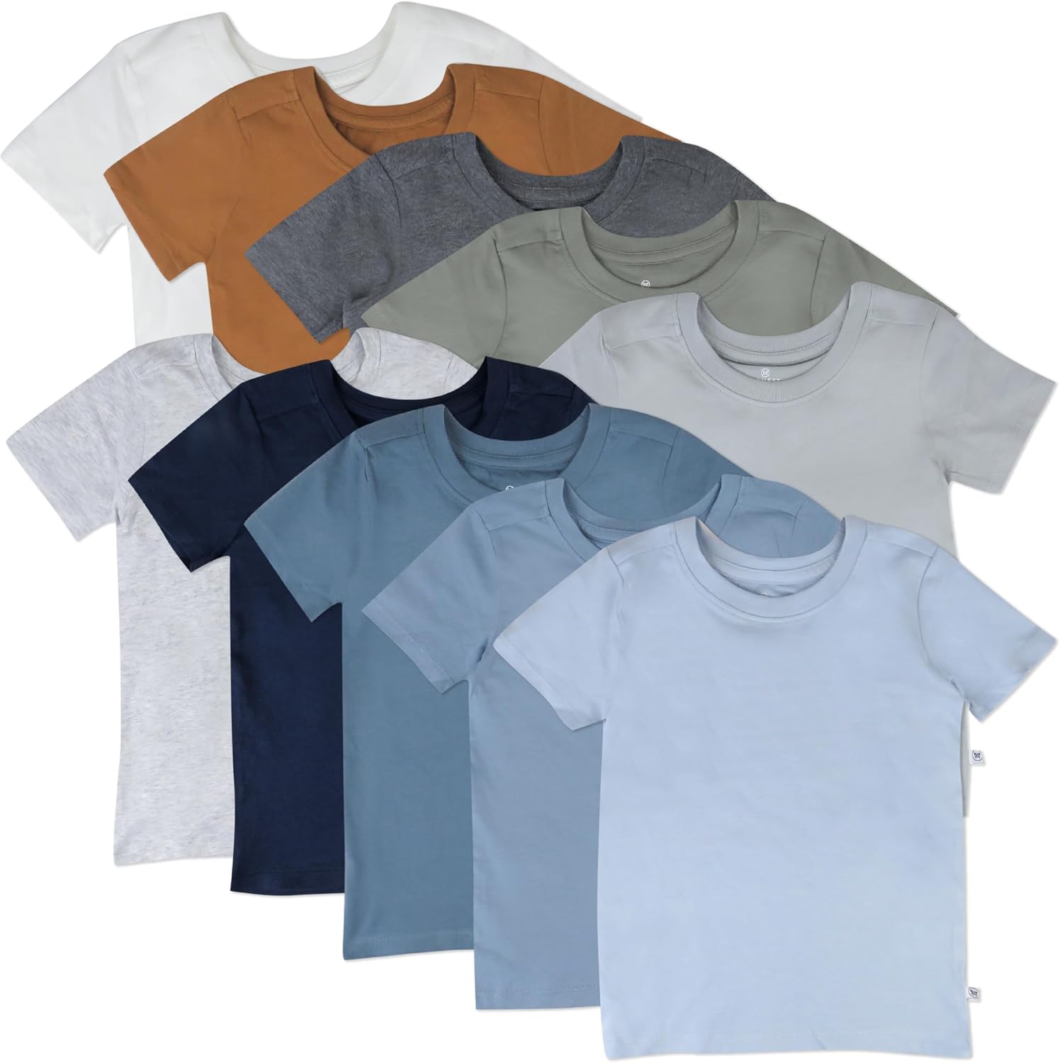 HonestBaby Baby Toddler & Kids’ 100% Organic Cotton Short Sleeve T-Shirts (10-Pack)