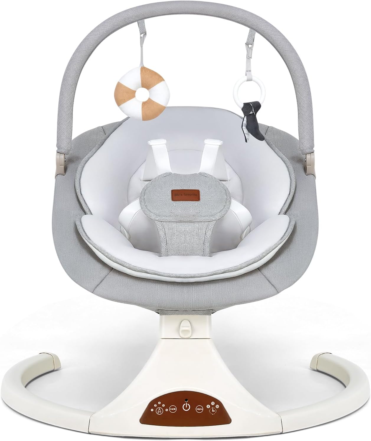 Baby Swings for Infants to Toddler, Electric Baby Swing with Remote, 5 Speeds, Bluetooth & Safety Lock for Newborns up to 20 lbs (Gray)