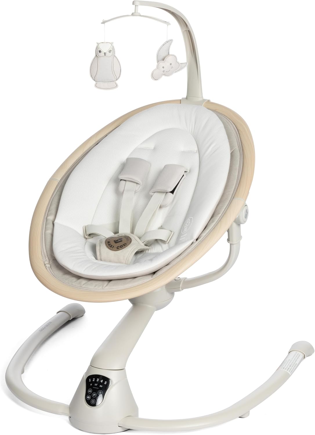 Maxi-Cosi Cassia Smart Baby Swing for Infants, Portable, Foldable Infant Swing with Music, 360 Rotation, 5 Speeds, 12 Melodies, EcoCare Fabric, Auto Motion Sensor, 2 Reclines, Classic Oat