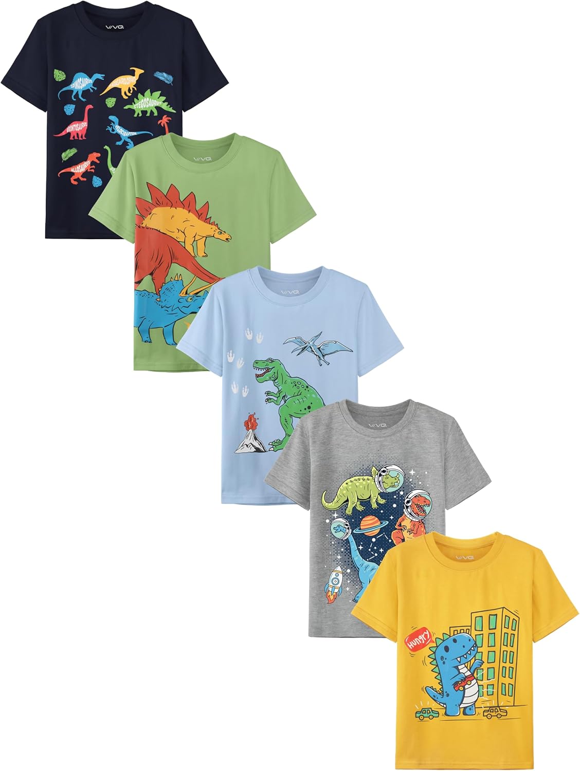 5 Pack Cotton Toddler Boys Girls Shirts Toddler Short Sleeve Animals Graphic T-Shirts Summer Tops Tees 2T-6Y