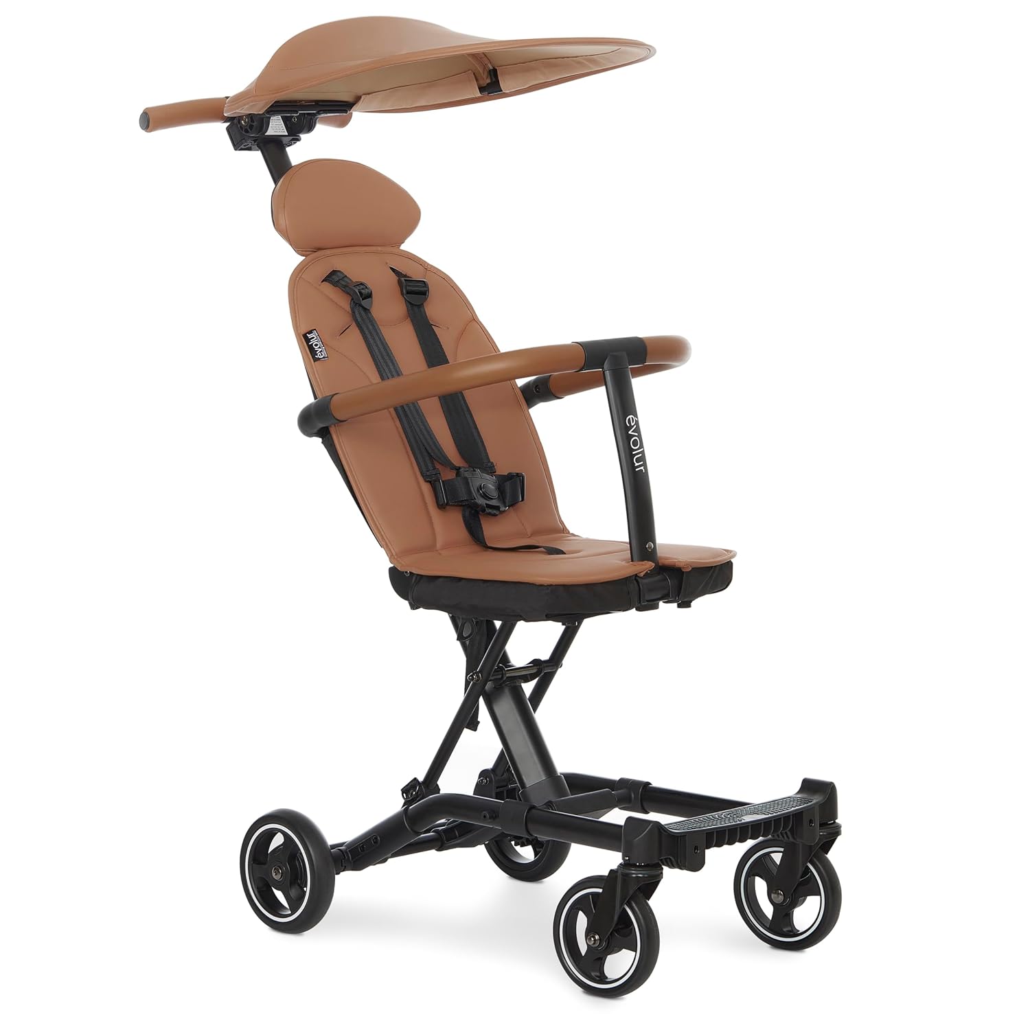 Evolur Cruise Rider Stroller with Canopy, Lightweight Umbrella Stroller with Compact Fold, Easy to Carry Travel Stroller – Cognac