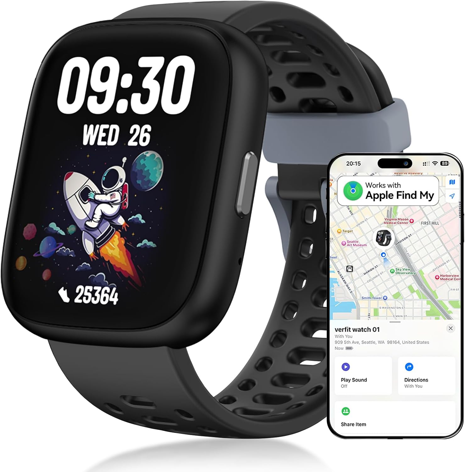 Fitness Tracker Watch, No APP/Phone Required Pedometer Watches Compatible with Apple Find My, Heart Rate, Sleep Monitor Calories Step Counter Stopwatch Waterproof Gifts