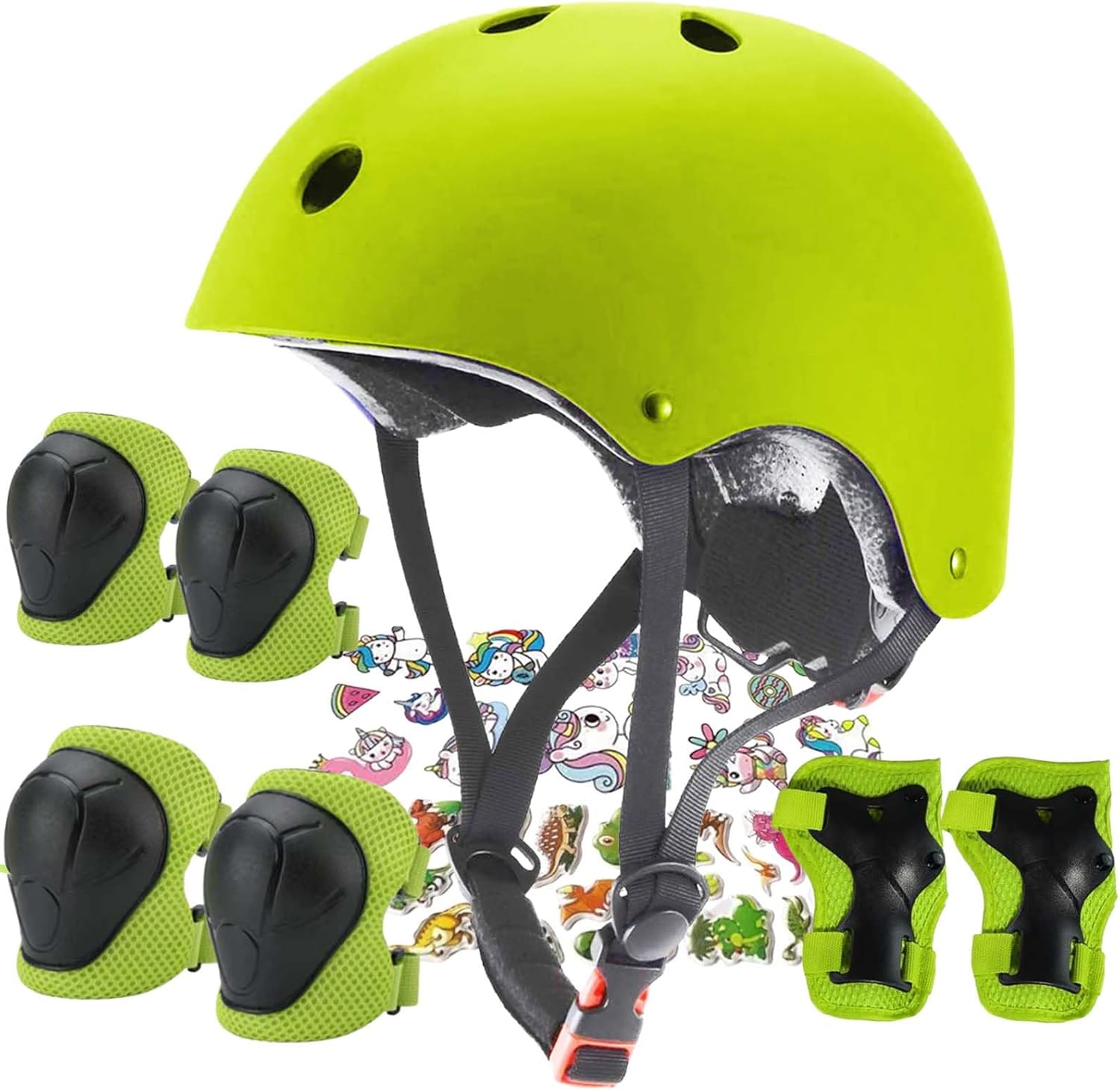 FOOKCIAN Kids Helmet,Toddler Skateboard Helmets for Ages 2-3-5-8-14 Years Boys Girls with Knee and Elbow Pads Wrist Guards fit Roller Skates,Skateboarding,Skating Scooter Adjustable Kids Helmet