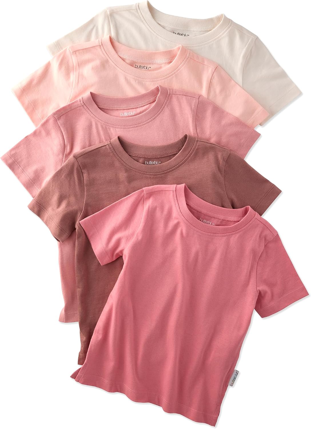 Butterblu Taylor 5-Pack Toddler Short Sleeve T-Shirts 100% Organic Cotton for Toddler Boys and Girls​