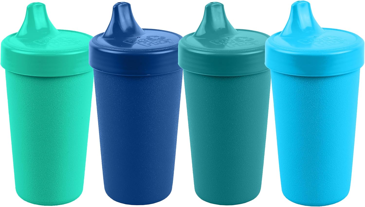 Re-Play Spill-Proof Sippy Cups for Toddlers – Kids Reusable 10 Oz Set of 4, Dishwasher & Microwave Safe, Made in USA, True Blue