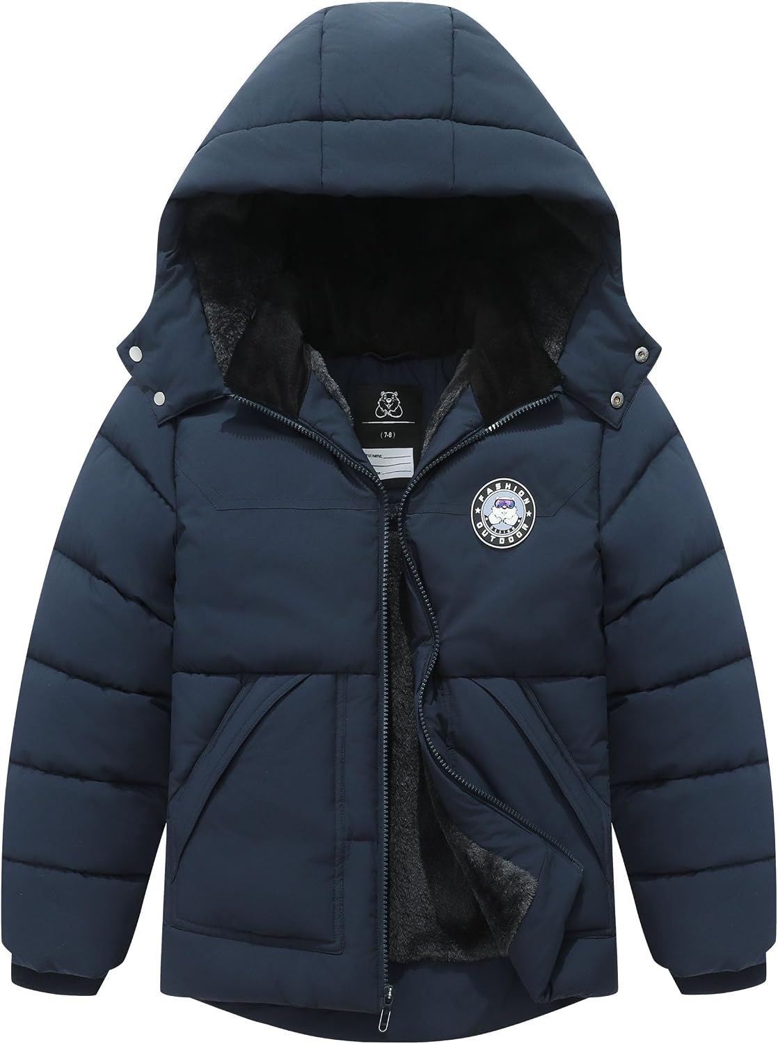 Boy’s Waterproof Winter Coat Warm Down Jacket Insulated Fleece-Lined Puffer Parka Hooded Outerwear for Kids