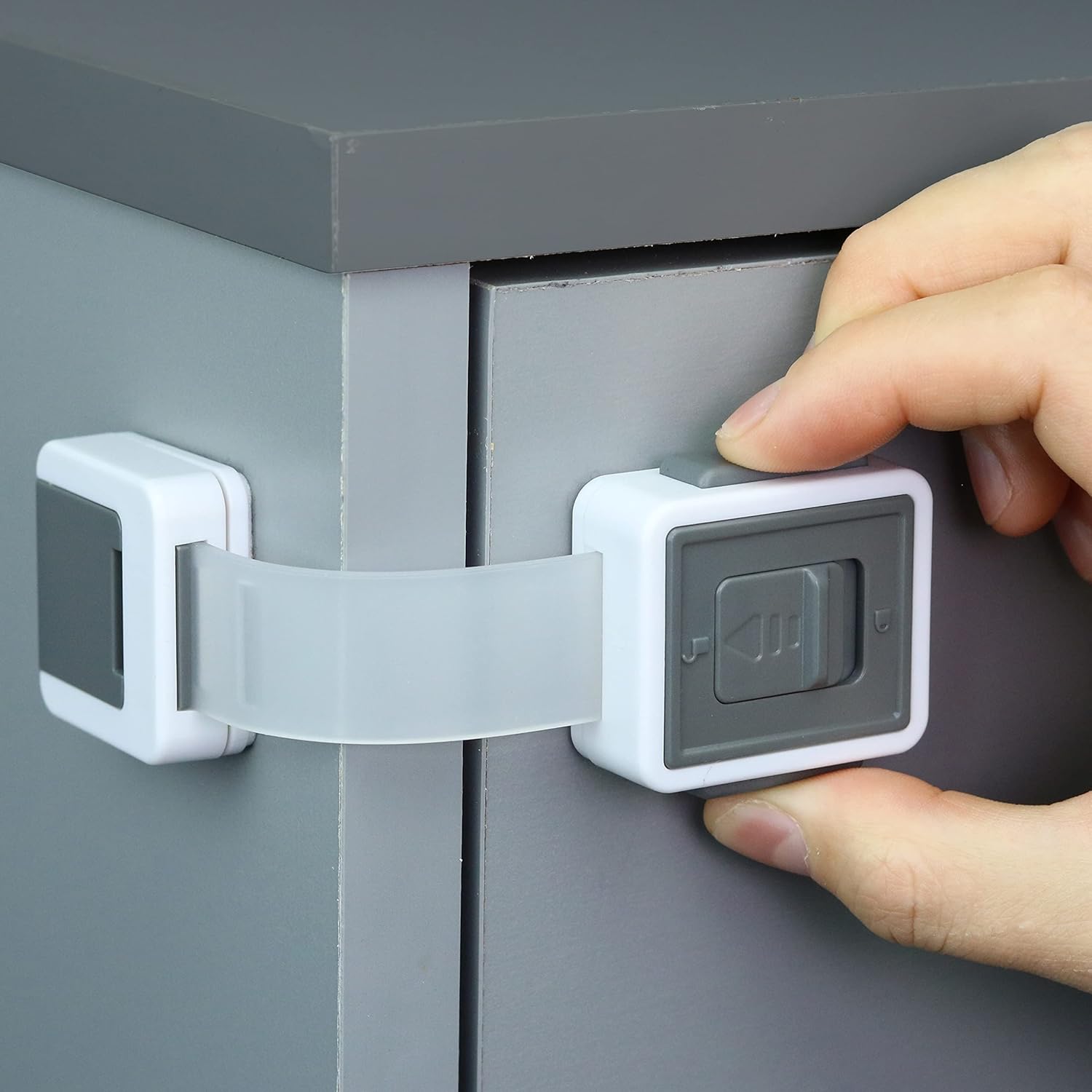 Child Safety Locks (4-Pack) – Baby Proof Cabinets, Drawers, Toilets & Appliances- Adjustable Strap Length, Double Lock Option – Easy Latch for Adults to Open