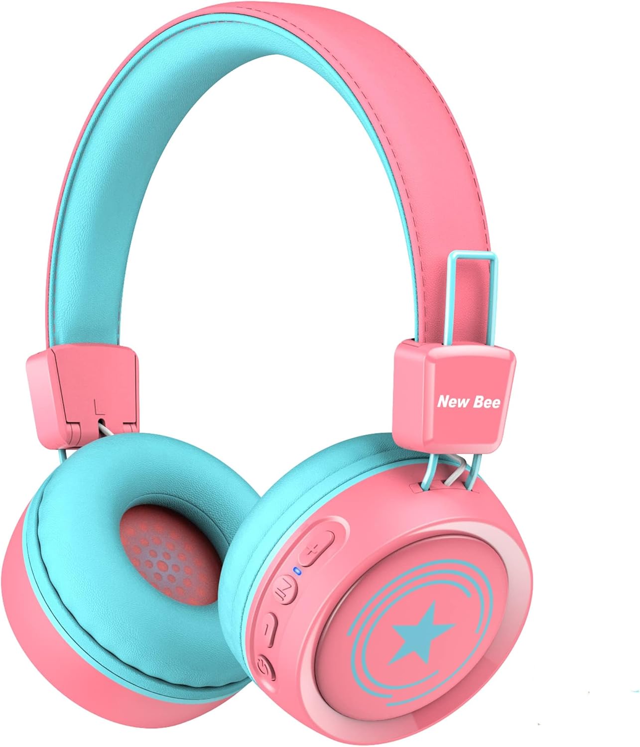 New Bee Kids Headphones Wired for School with Microphone KH20 HD Stereo Safe Volume Limited 85dB/94dB Foldable Lightweight for Girl/Mac/Android/Kindle/Tablet/Pad (Pink)