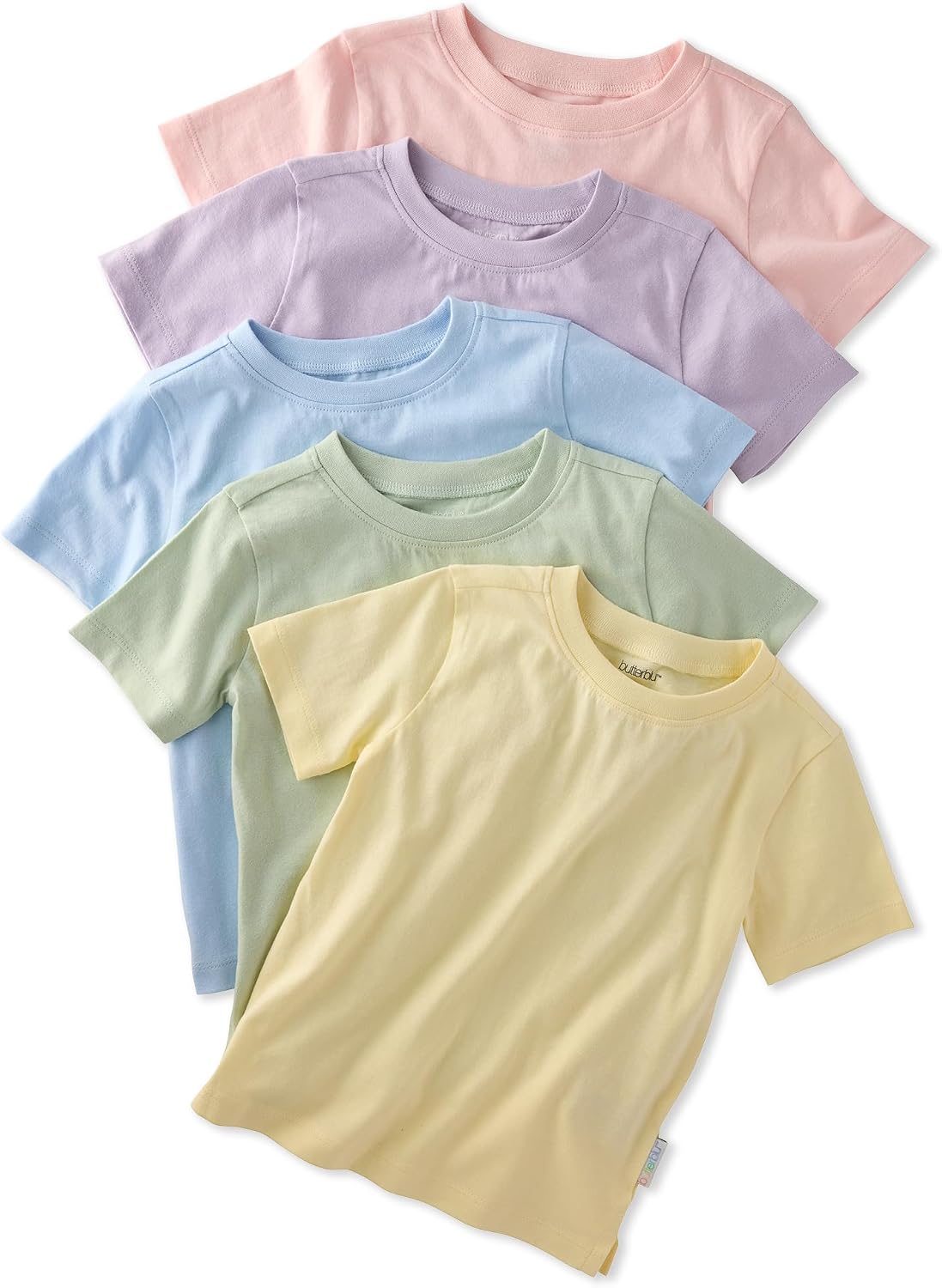 Butterblu Taylor 5-Pack Toddler Short Sleeve T-Shirts 100% Organic Cotton for Toddler Boys and Girls​