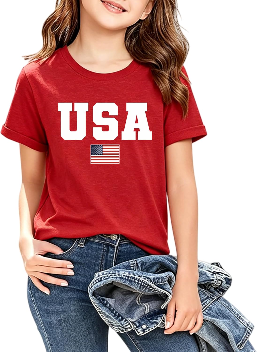American Flag Shirt Toddler Boys Girls USA Flag Shirts Kids 4th of July T-Shirt Patriotic Tee Tops Outfits 3-10years