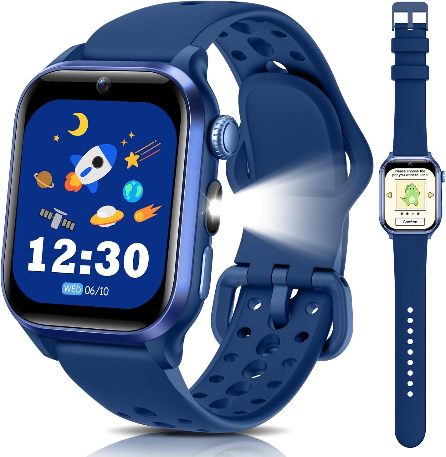 Smart Watch for Kids, NO APP/Phone, 1.52″ Fitness Tracker with Heart Rate, Flashlight, Video Camera Virtual Pet, 20 Puzzle Games, Sleep Monitor, IP68 Waterproof, Gift for Boys Girls 5-16, Blue