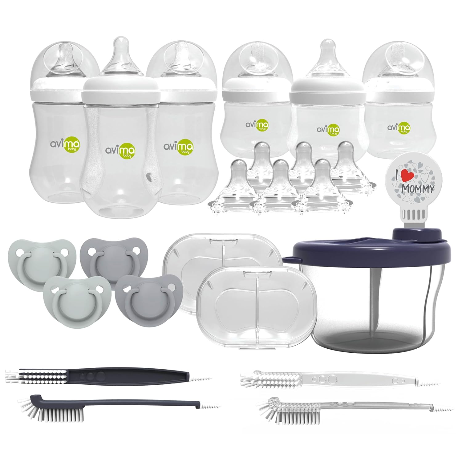 Anti Colic Baby Bottle Starter Set – 22 Pieces, Medium & Slow Flow Nipples, Infant Pacifiers, Formula Dispensers & More – Baby Bottle Sets for Newborn 0-6 Months
