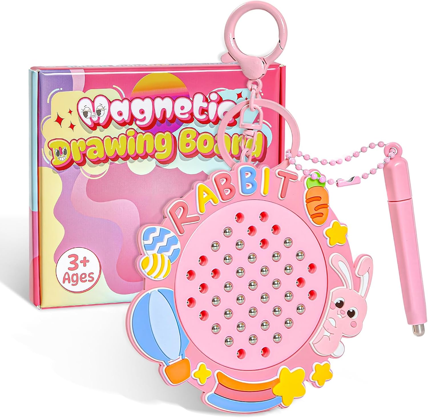 Magnetic Drawing Board 4″,Travel Toys for Kids & Toddlers,Road Trip&Airplane Activities,Car Ride Toys&Magnet Travel Games for Plane,with Beads and Magnet Stylus Pen