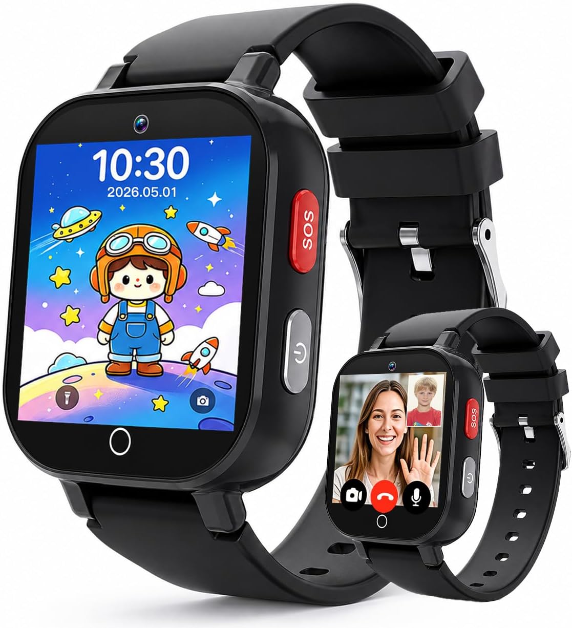 4G Kids Smart Watch with GPS Tracker, Video & Voice Call, SOS, WiFi, IP68 Waterproof, AI Smart Features, Parental Control Phone Watch for Boys Girls Age 4-12(SIM Card Included)