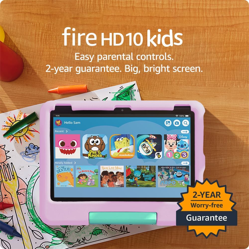 Amazon Fire HD 10 Kids Tablet Stylus Bundle — Bundle includes Amazon Fire HD 10 Kids tablet, 16GB, Pink & Stylus