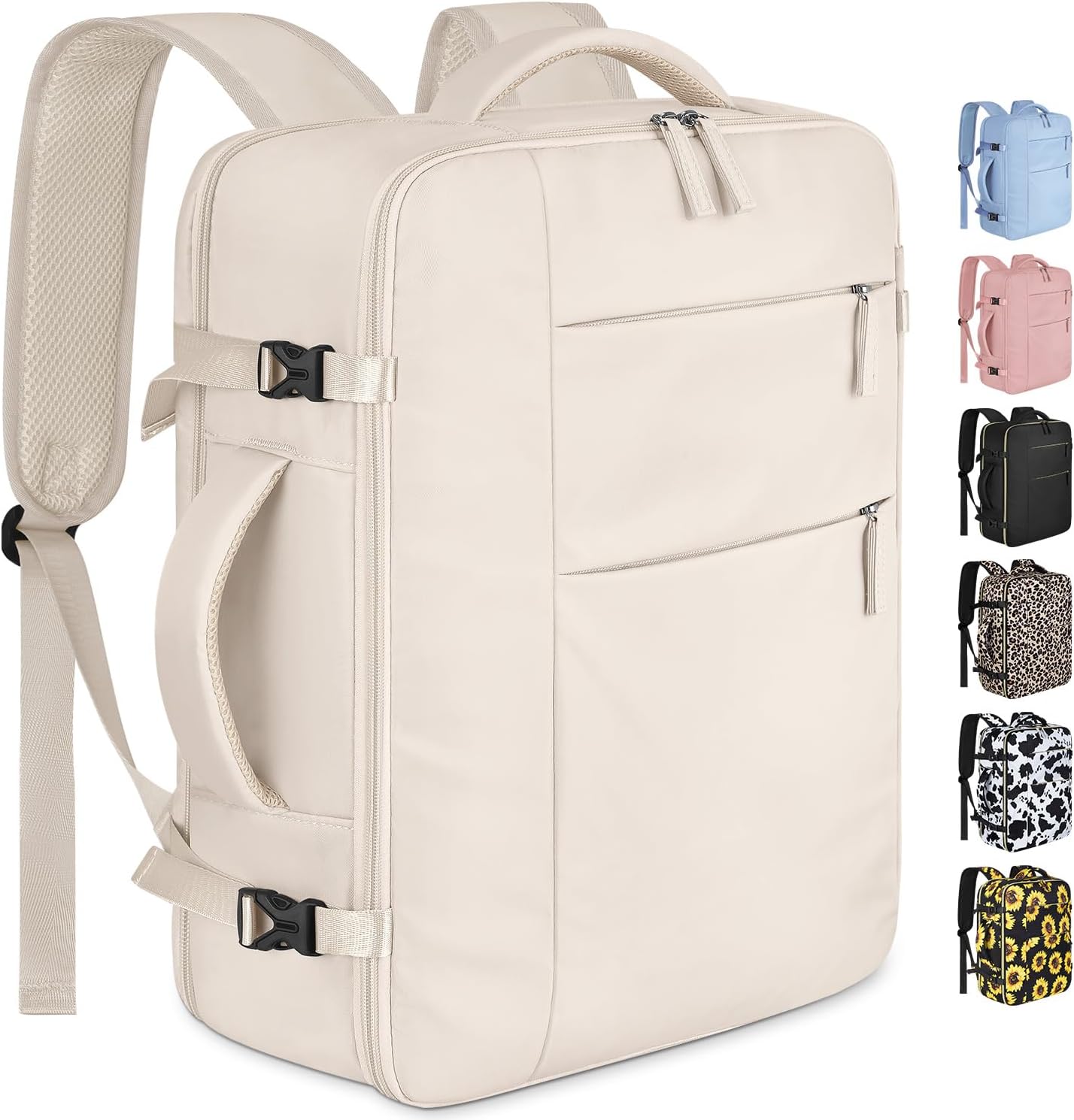 Capolo Travel Backpack for Women Men Waterproof Laptop Backpack Airlines Approved Carry On Backpack Bag Computer Bookbag for Business, Work, Traveling Fits 15.6 Inch Laptop(Beige)