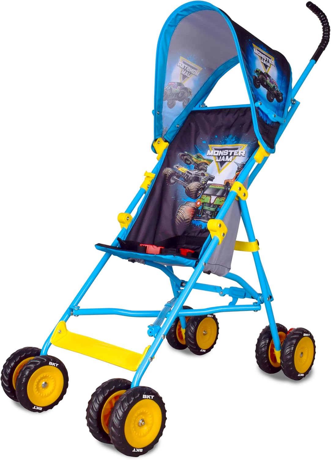 Monster Jam Official Umbrella Stroller with Canopy, Lightweight Easy Fold Compact Toddler and Baby 3D Stroller for Travel