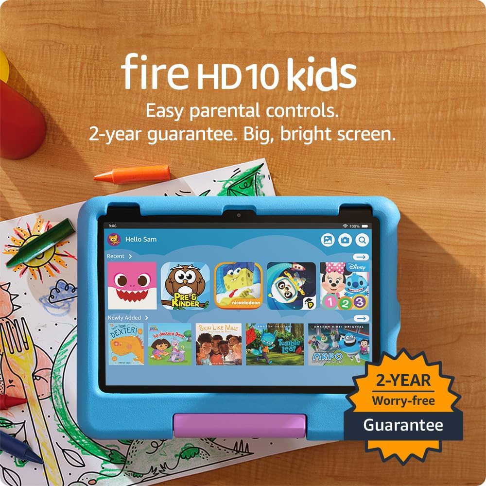 Amazon Fire HD 10 Kids Tablet Stylus Bundle — Bundle includes Amazon Fire HD 10 Kids tablet, 16GB, Blue & Stylus