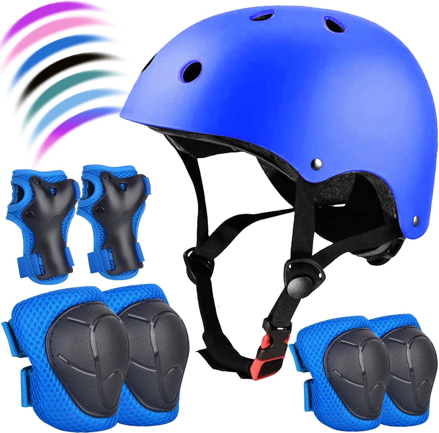Kids Bike Helmet Set Adjustable for Children, Boys, Girls and Teenagers Aged 3-8 Years Includes Elbow, Knee, Wrist Guards Children’s Helmet Protection Set for Bikes SkateboardsRollerskates