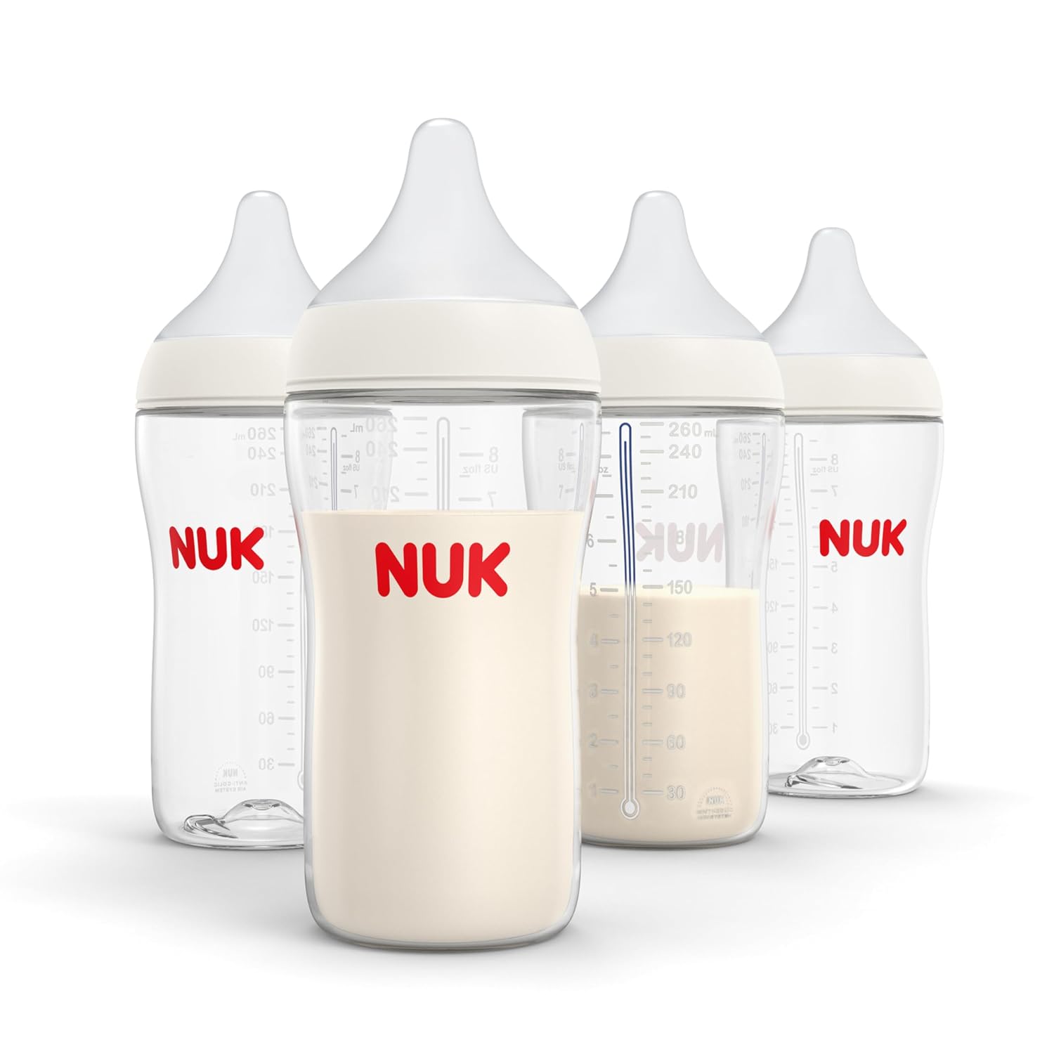 NUK Perfect Match Natural + Anti-Colic Bottle, 8 oz, 4 Pack